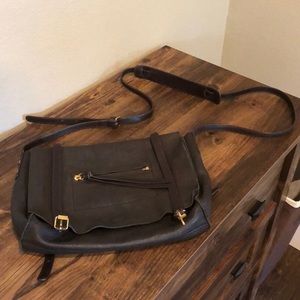 Black genuine leather Linea Pelle crossbody Hunter